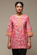 Teal Cotton Blend Printed Kurti image number 5