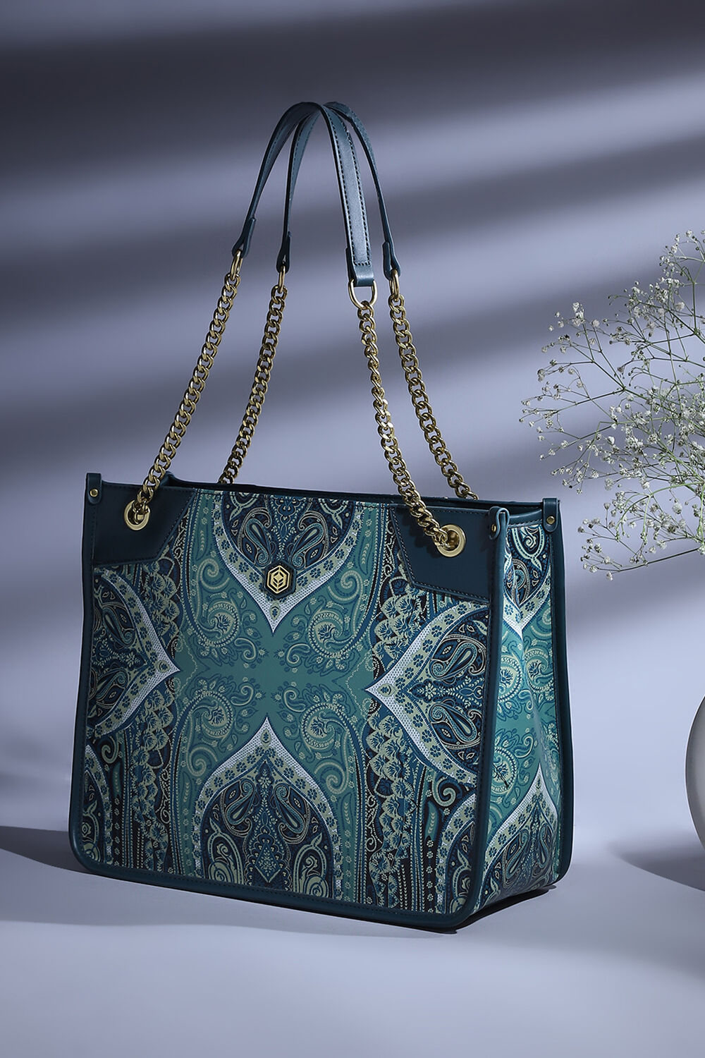 Buy Green Pu Tote Bag for INR2639.20 Biba India