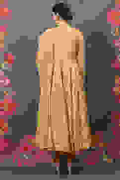 Rohit Bal Yellow Cotton Silk Anarkali Yarndyed Suit Set image number 4