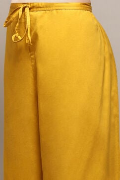 Yellow Cotton Silk Gathered Kurta Palazzo Suit Set image number 2