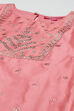 Pink Cotton Blend A-Line Kurta Straight Palazzo Suit Set