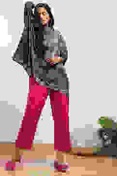 Fuschia Cotton Straight Pant image number 0