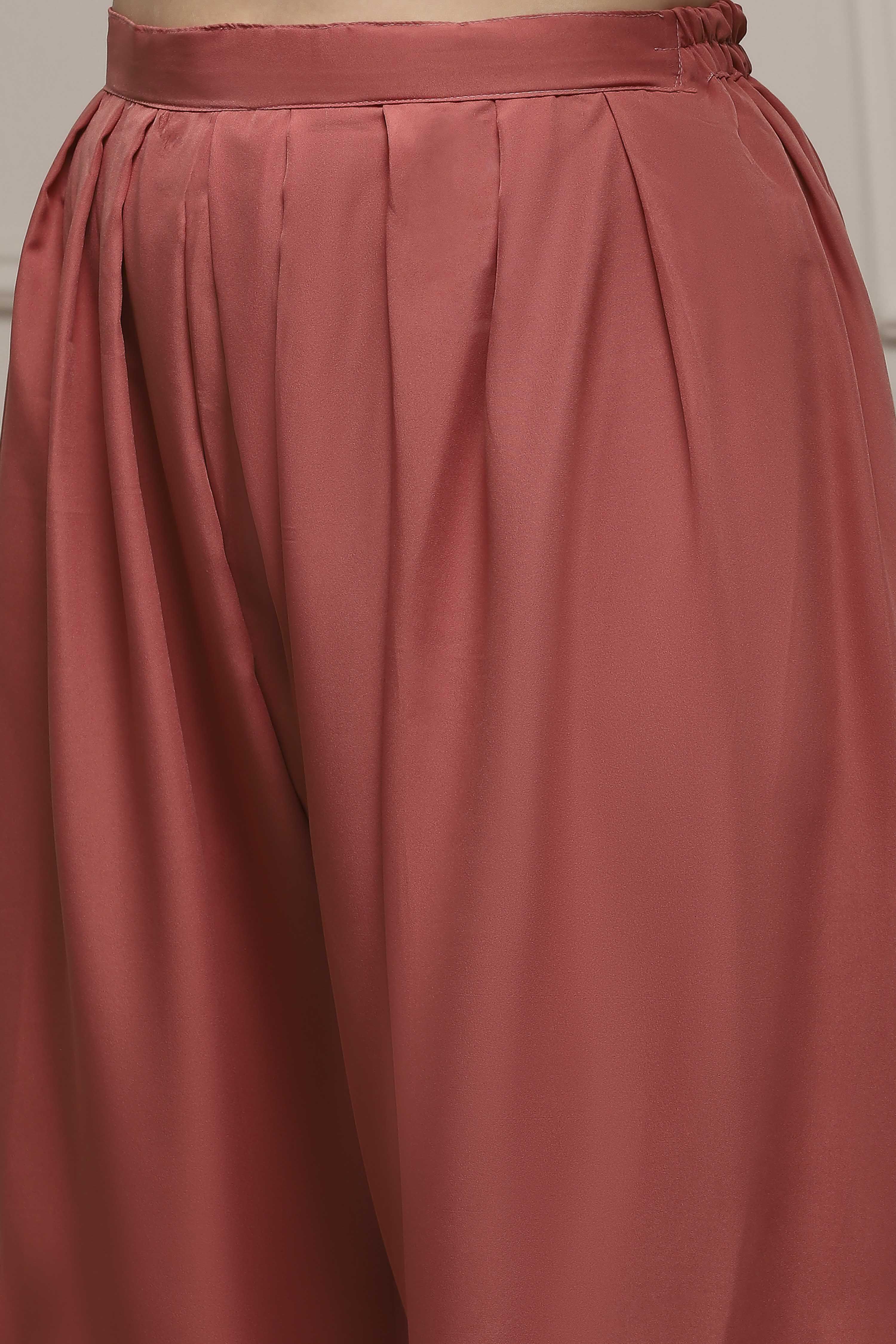 Brown Poly Crepe Digital Print Unstitched Suit Set image number 3