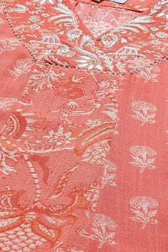 Coral Art Silk A-Line Fusion Printed Dress image number 1