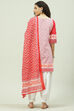 Red And White Cotton Straight Kurta Palazzo Suit Set image number 4