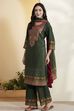 Green Viscose Rayon Printed Straight Kurta Set image number 4