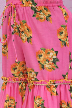 Yellow & Violet Art Silk Straight Kurta Garara Suit Set image number 2