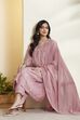 Old Rose Cotton Silk Embroidered A-Line Kurta Set image number 0