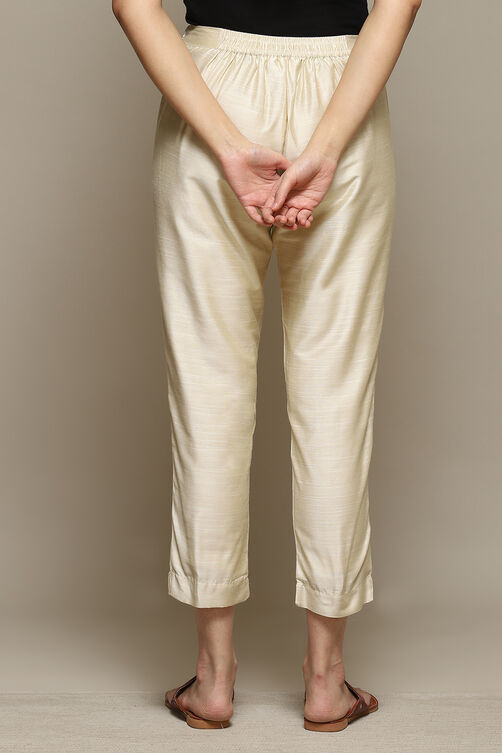 Beige Viscose Narrow Pant image number 3