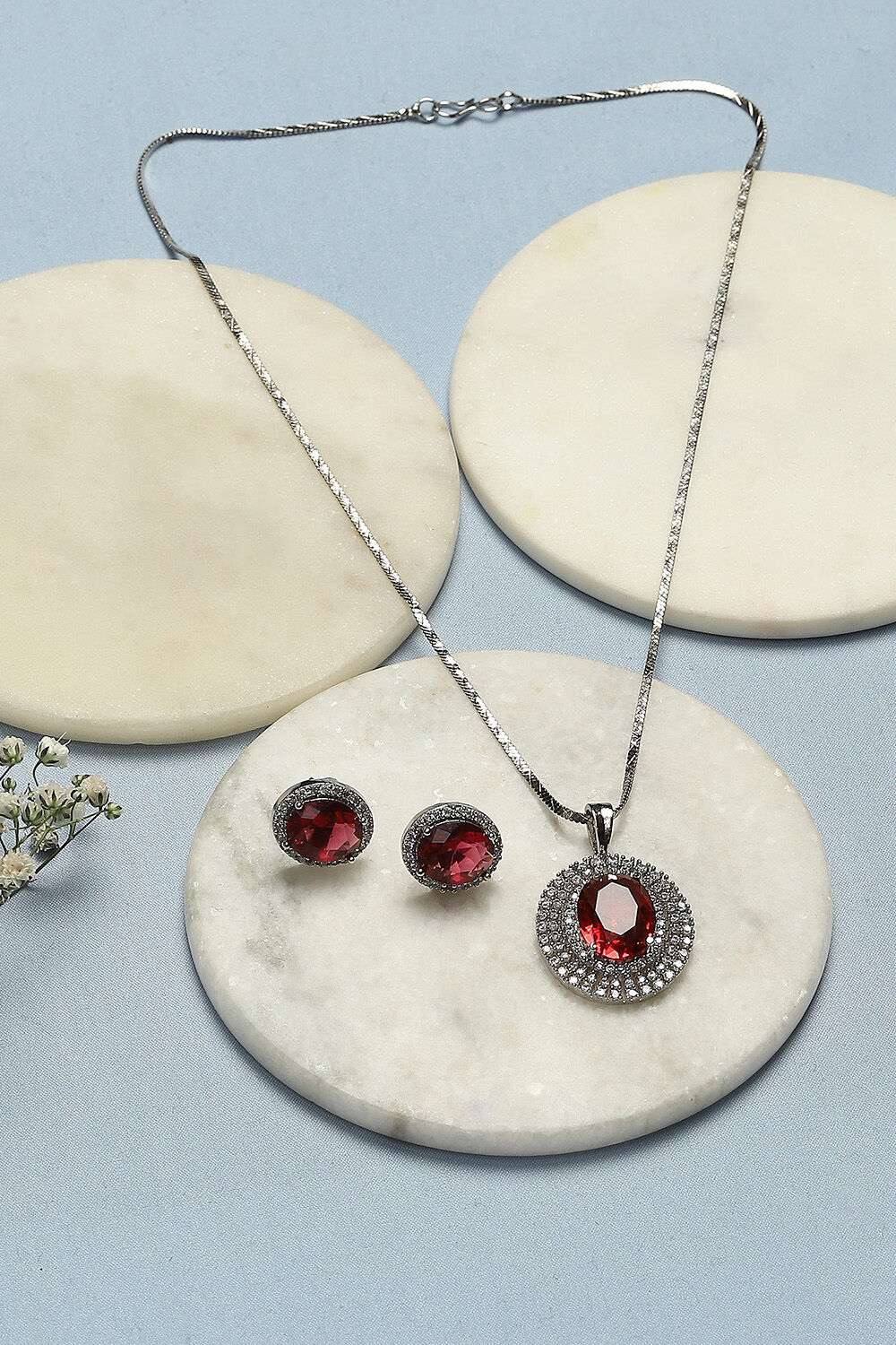 Ruby Brass Necklace Set