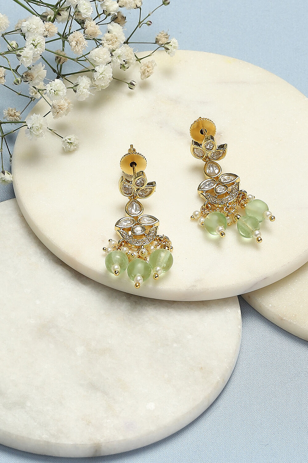 Green Brass Earrings image number 0