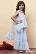Ice Blue Polyester Peplum Suit Set image number 5