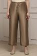 Antique Gold Polyester Straight Palazzos image number 4