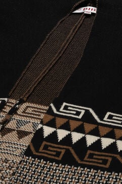 Black Cotton Jacquard Straight Yarndyed Sweater image number 5