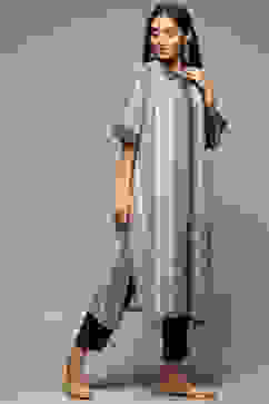 Beige & Black Cotton Blend Straight Printed Kurta image number 5