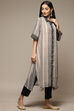 Beige & Black Cotton Blend Straight Printed Kurta image number 5