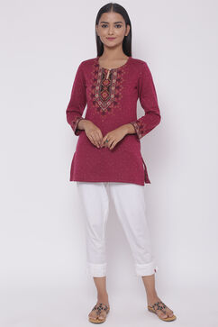 Pink Woolen Short Yarndyed Kurti image number 2