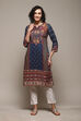 Teal LIVA Straight Printed Kurta