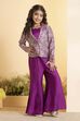 Purple Viscose Rayon Floral 3 Piece Co-ord Set image number 8