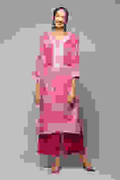 Deep Fuchsia LIVA Straight Printed Kurta image number 1