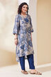 Blue Viscose Blend Straight Kurta Pants Set image number 5