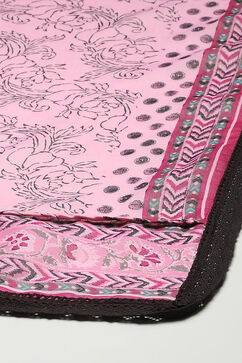 Black Cotton Blend Straight Printed Kurta Narrow Palazzo Suit Set image number 3