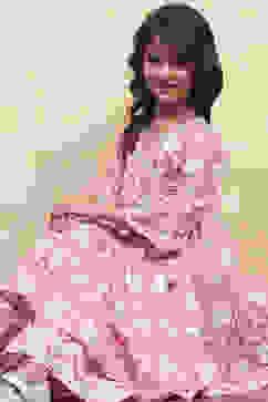 Pink Cotton Angrakha Tiered Kurta Set image number 7