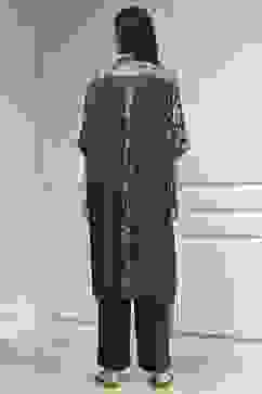 Charcoal Printed Straight Suit Set image number 4