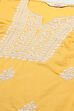 Yellow Cotton Straight Embroidered Kurta image number 1