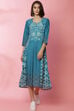 Turquoise Rayon A-Line Printed Dress