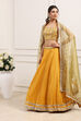 Yellow Cotton Zari Tissue Embroidered Lehenga Set image number 3