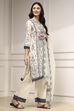 Natural White Chanderi Straight Dyed Suit Set image number 5