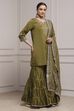 Mehndi Green Cotton Silk Straight Suit Set image number 5