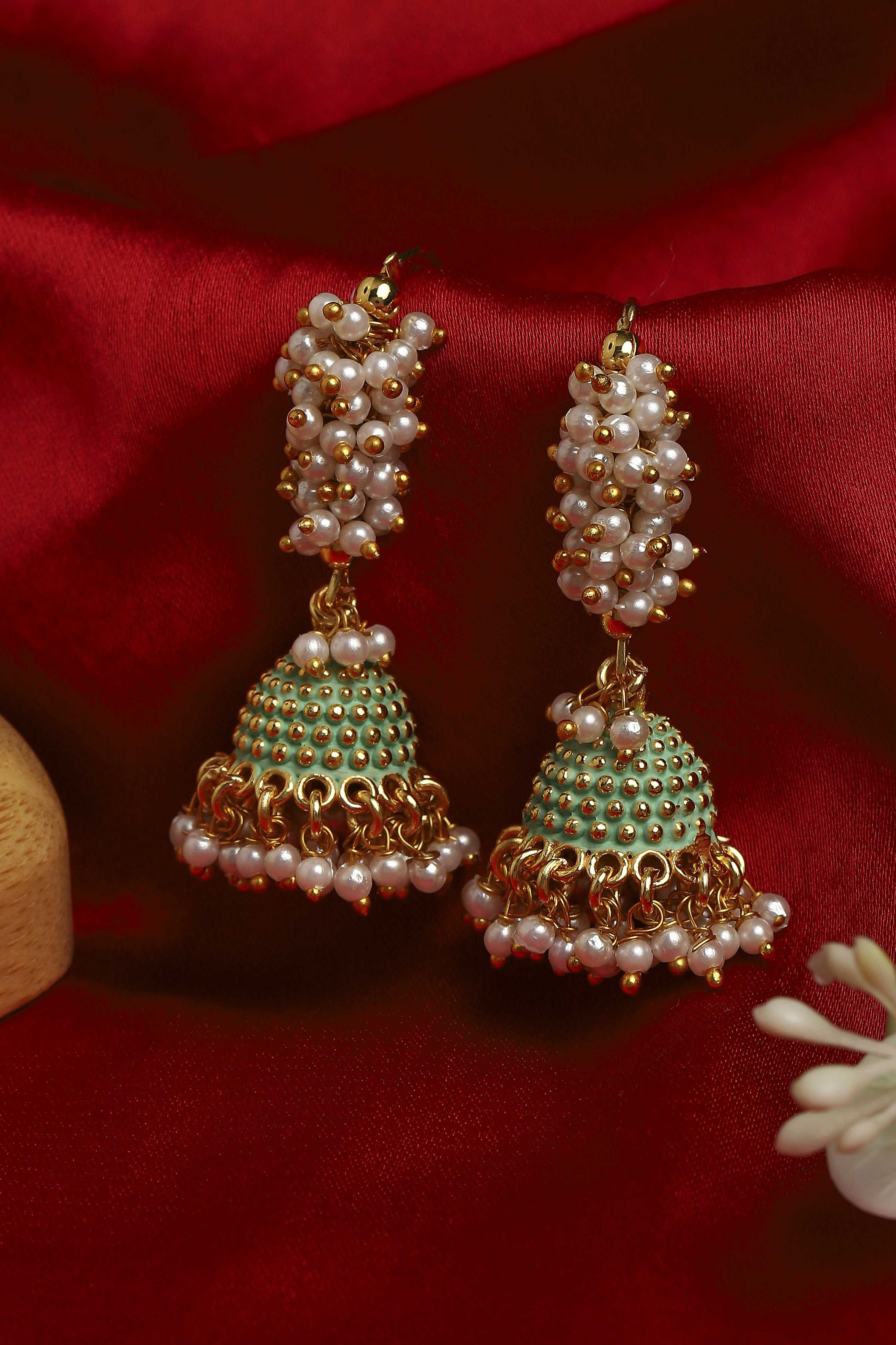 Champagne Brass Jhumka image number 2
