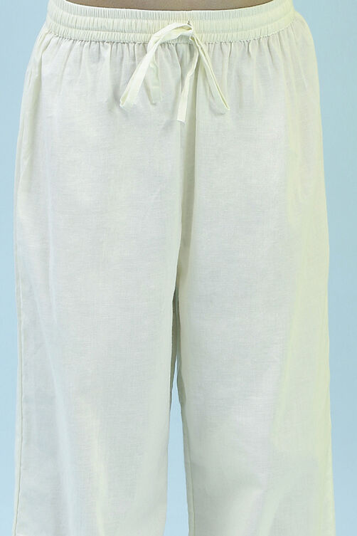 Cream Cotton Gathered Suit Set image number 2