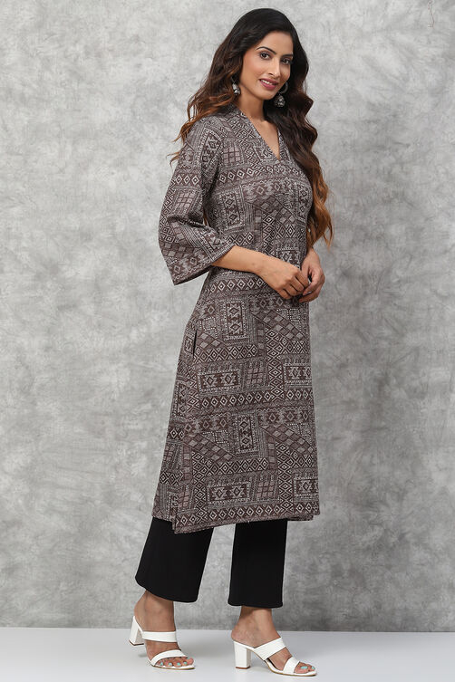 Mud Terry Rayon A-Line Kurta image number 3