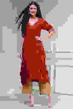 Red Printed Asymmetric A-Line Kurta image number 5