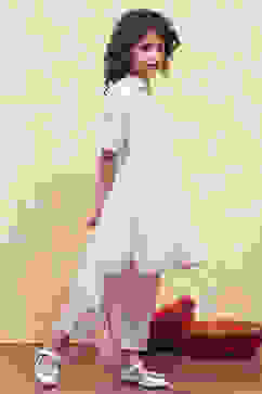 White Yarn Dyed Angrakha Anarkali Suit Set image number 5