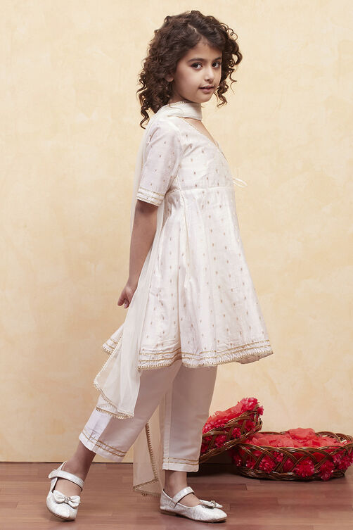 White Polyester Anarkali Suit Set image number 5