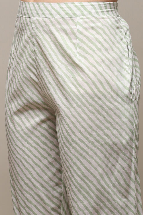 Dull Green Cotton Panelled Unstitched Suit Set image number 3