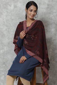 Maroon Straight Cotton Solid Dupatta image number 0