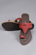 Cherry Red & Dark Brown Leather Kolhapuri Sandals image number 3