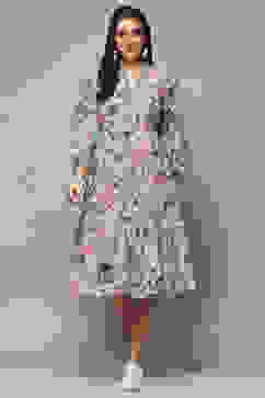 Powder Blue Cotton Tiered Dress image number 6