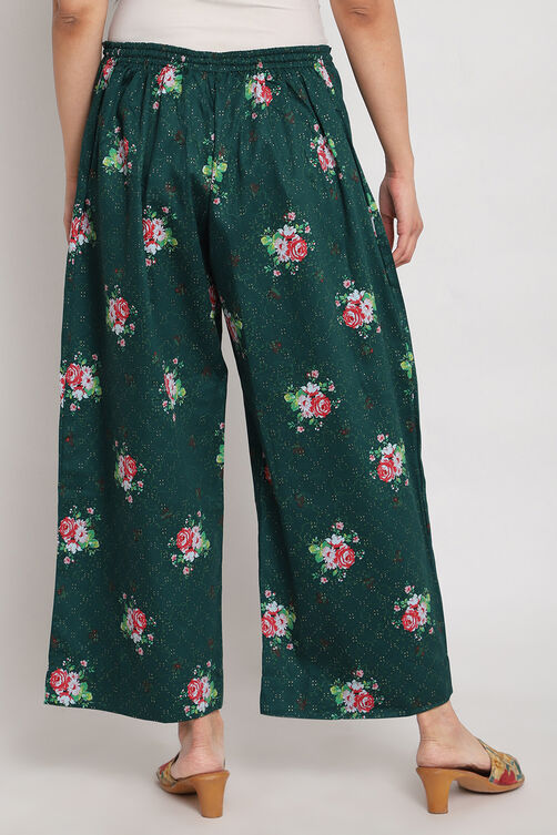 Green Cotton Palazzo Pants image number 4