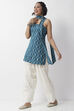 Teal Cotton Floral Printed Kurti with Tie image number 7