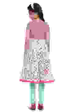 Coral And Turquoise Cotton Anarkali Suit image number 4