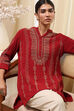 Red Embroidered Straight Short Kurta image number 6