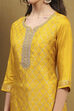 Mustard Yellow Viscose Blend Yarn Dyed Straight Suit Set image number 1