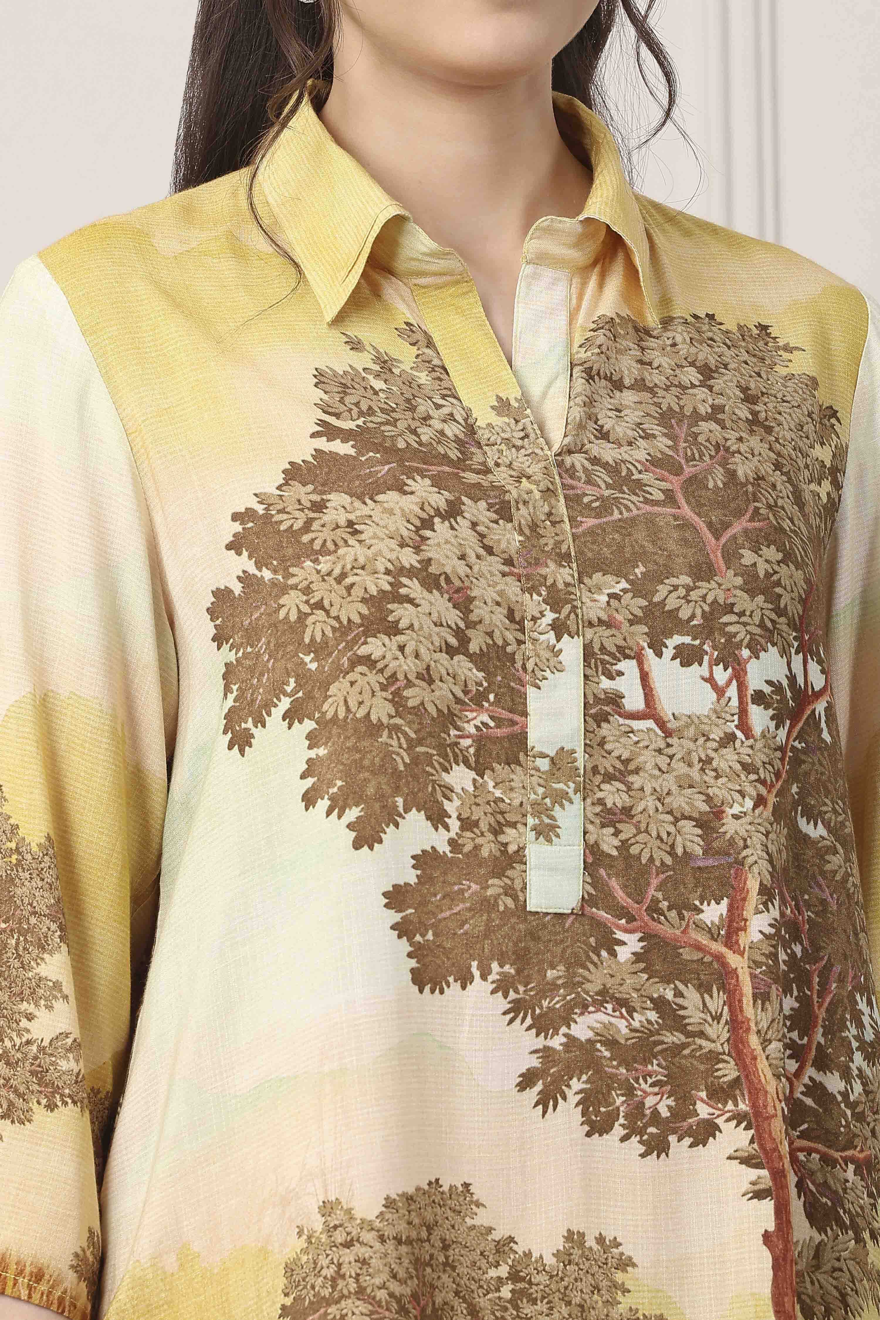 Green & Brown Floral Printed Co-ord Set image number 1