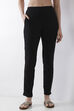 Blue Cotton Lycra Straight Pants image number 4